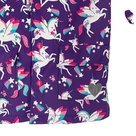 Hatley Kids Unicorn Rain Jacket Size 5 Purple Waterproof Hood pink terry lining - Picture 10 of 10